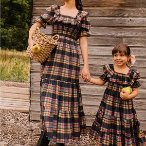 Ivy City Co Checkered Midi Dress - Black, Red, Yellow